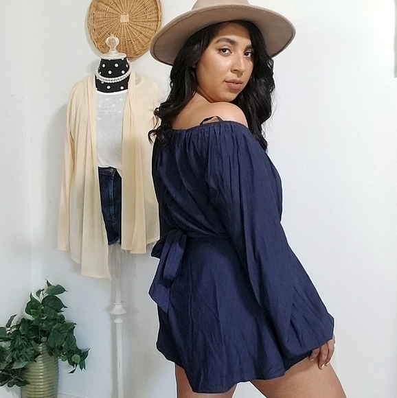 IN THE COSMOS NAVY BLUE TIE BACK ROMPER - Picture 8 of 16
